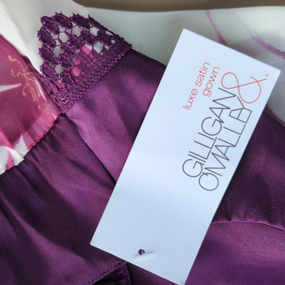 Luxe Satin Gown Sleepwear floral purple, Small Size. NWT - Picture 12 of 12